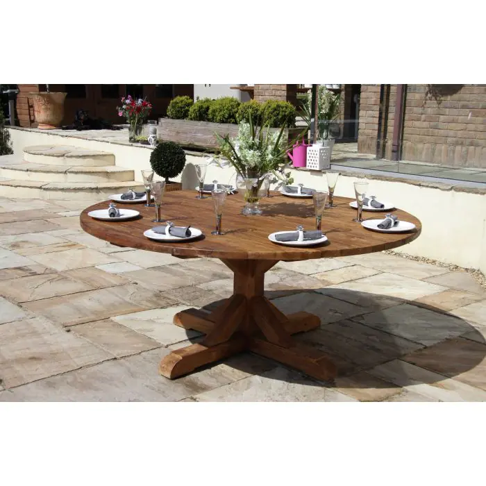 1.8m Reclaimed Teak Outdoor Open Slatted Dartmouth Table with 8 Scandi Armchairs - 8