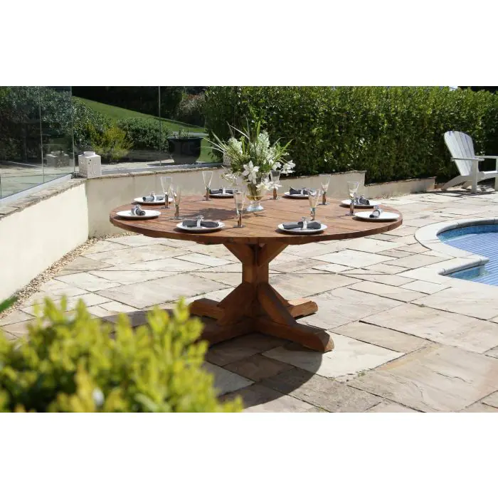 1.8m Reclaimed Teak Outdoor Open Slatted Dartmouth Table - 1
