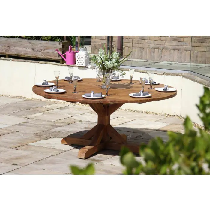 1.8m Reclaimed Teak Outdoor Open Slatted Dartmouth Table - 3