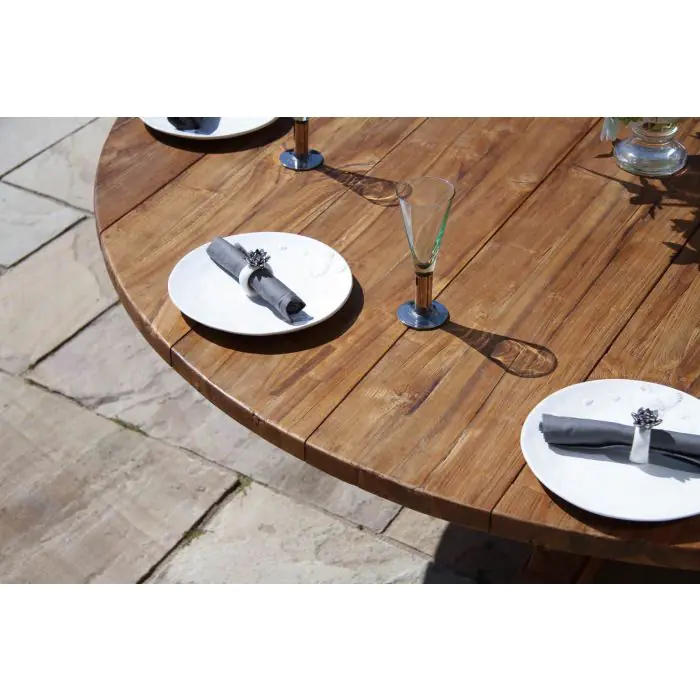 1.8m Reclaimed Teak Outdoor Open Slatted Dartmouth Table - 8