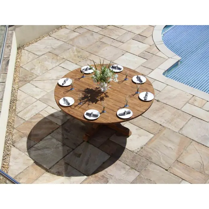 1.8m Reclaimed Teak Outdoor Open Slatted Dartmouth Table - 5