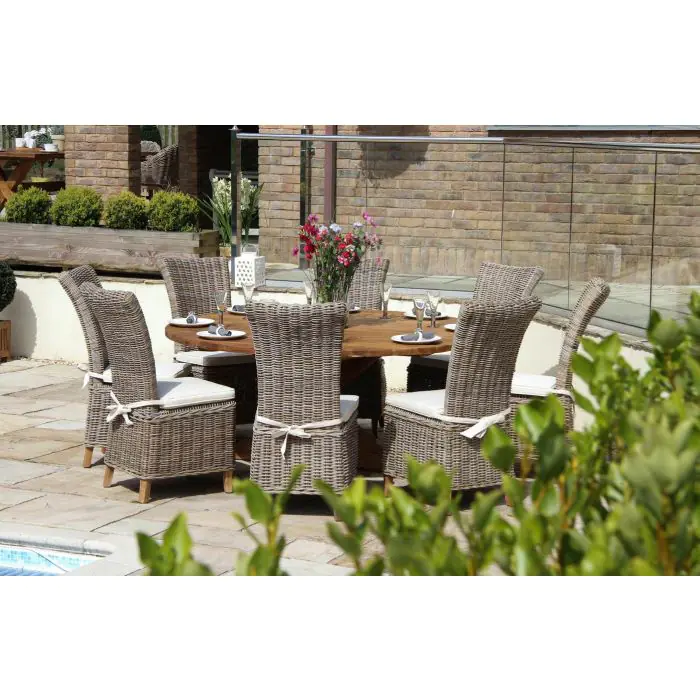 1.8m Reclaimed Teak Outdoor Open Slatted Dartmouth Table with 8 Latifa Chairs - 2