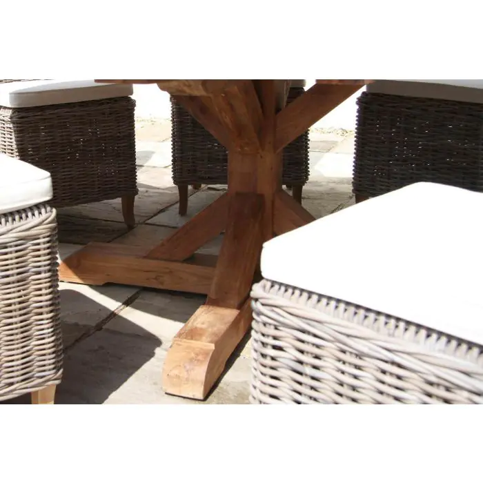 1.8m Reclaimed Teak Outdoor Open Slatted Dartmouth Table with 8 Latifa Chairs - 5