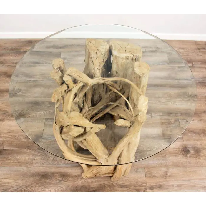 1.2m Java Root Circular Dining Table with 4 Donna Armchairs - 12
