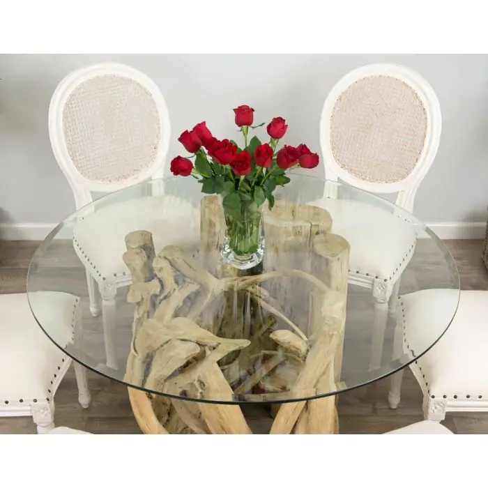 1.2m Java Root Circular Dining Table with 4 Ellena Dining Chairs - 9