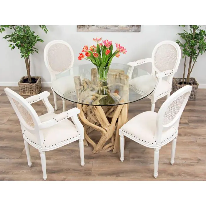 1.2m Java Root Circular Dining Table with 4 Ellena Dining Chairs - 6