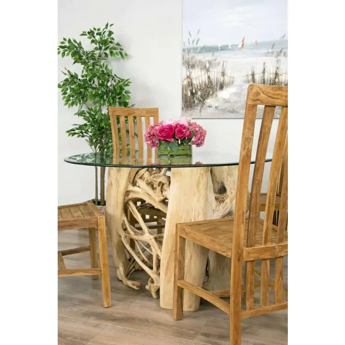 1.2m Java Root Circular Dining Table with 4 Santos Chairs - 1