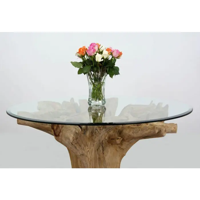1.2m Reclaimed Teak Root Flute Circular Dining Table - 6