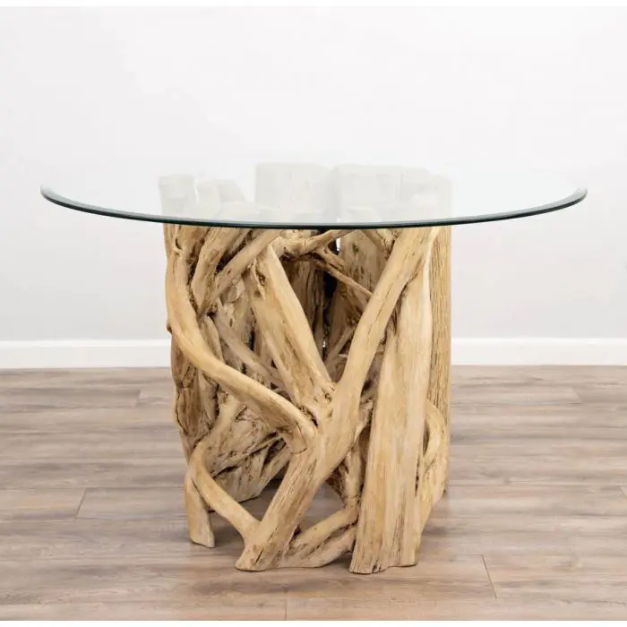 1.2m Java Root Circular Dining Table with 4 Donna Armchairs - 16