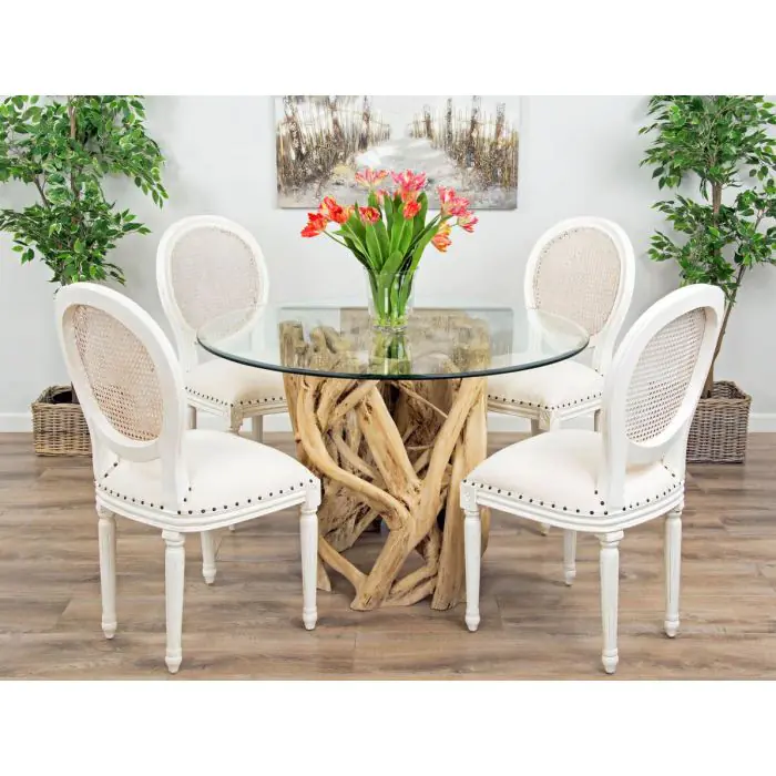 1.2m Java Root Circular Dining Table with 4 Ellena Dining Chairs - 4