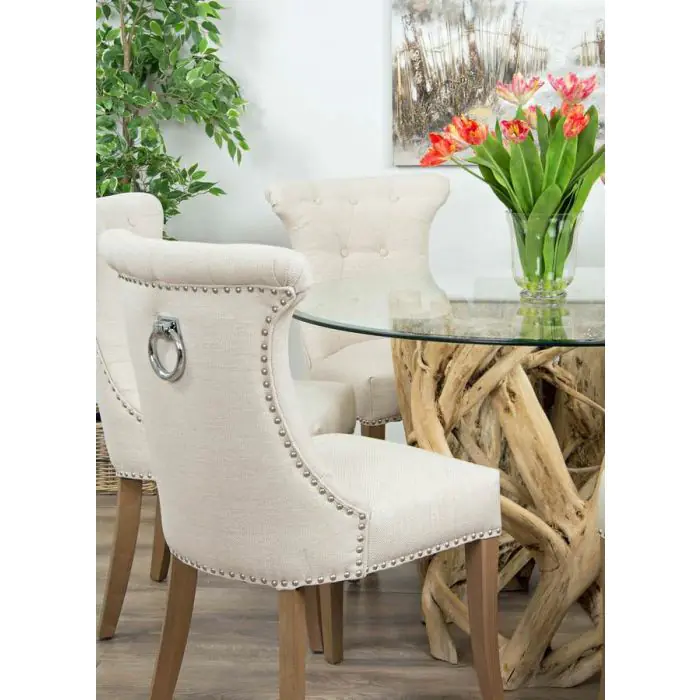 1.2m Java Root Circular Dining Table with 4 Windsor Ring Back Dining Chairs  - 7