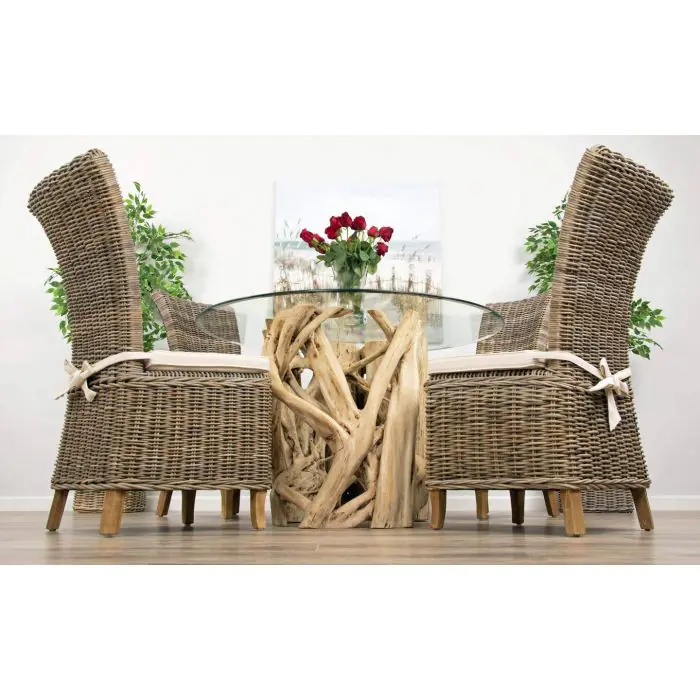 1.2m Java Root Circular Dining Table with 4 Latifa Chairs - 4