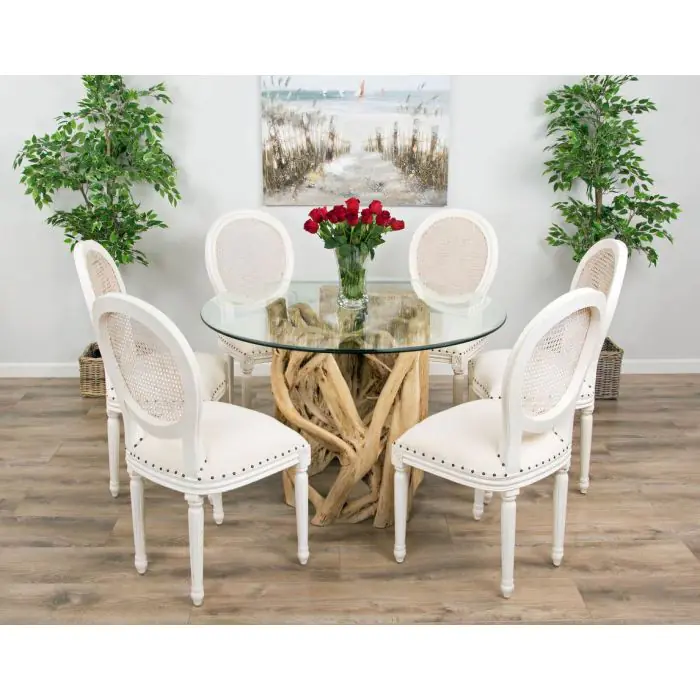 1.2m Java Root Circular Dining Table with 4 Ellena Dining Chairs - 12