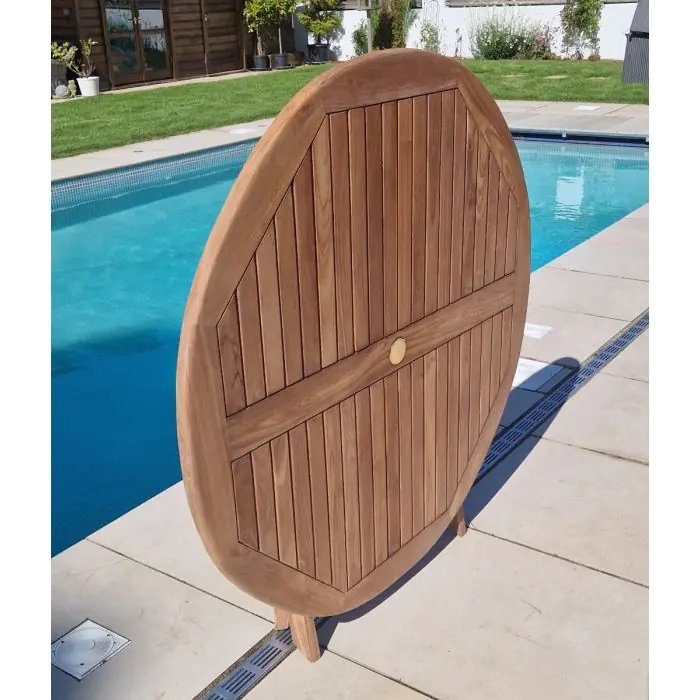 1.2m Teak Circular Folding Table with 2 Marley Chairs & 2 Marley Armchairs  - 3