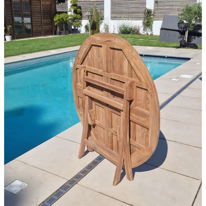 1.2m Teak Circular Folding Table with 2 Marley Chairs & 2 Marley Armchairs  - 4