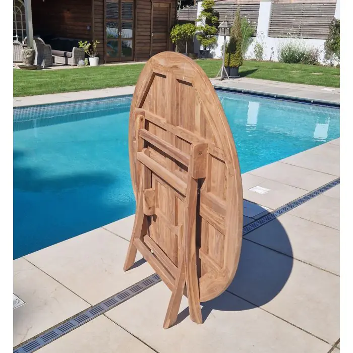 1.2m Teak Circular Folding Table  - 4
