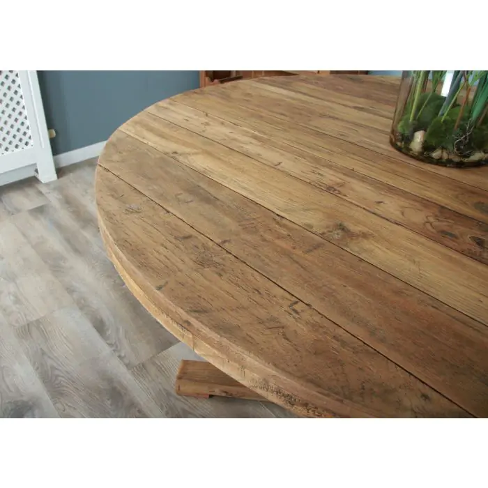 1.3m Reclaimed Teak Character Dining Table with 6 Stackable Zorro Chairs - 8