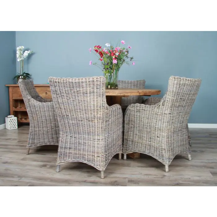 1.3m Reclaimed Teak Character Dining Table with 5 or 6 Donna Chairs - 6