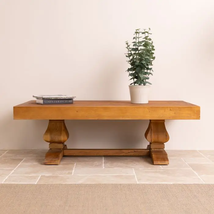 1.4m Reclaimed Elm Pedestal Coffee Table - 8