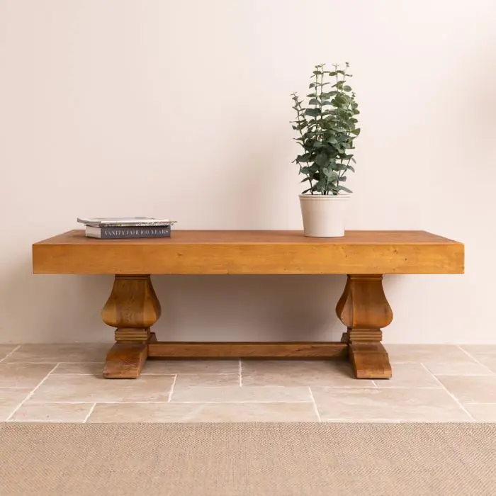 1.4m Reclaimed Elm Pedestal Coffee Table - 6