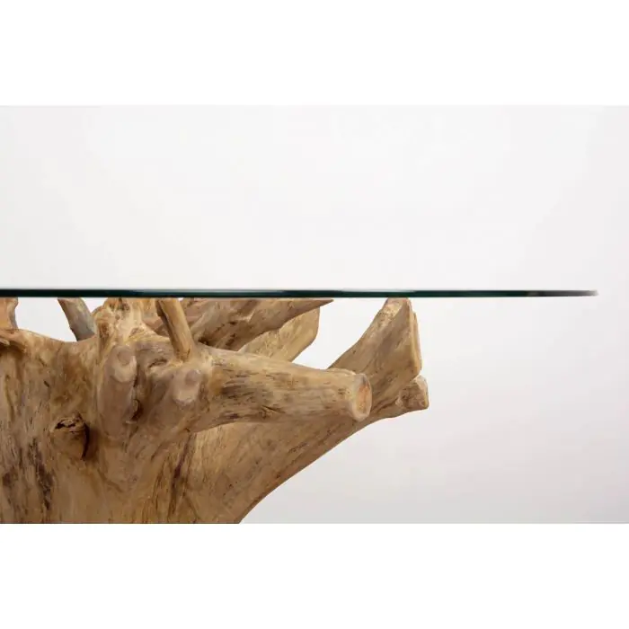 1.5m Reclaimed Teak Flute Root Circular Dining Table with 6 Santos Chairs - 8