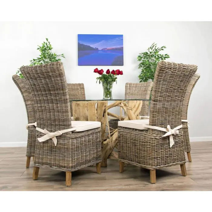 1.5m Java Root Circular Dining Table with 6 Latifa Chairs - 4