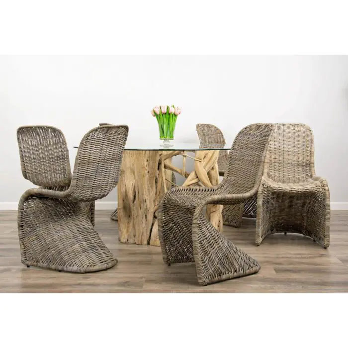 1.5m Java Root Circular Dining Table with 6 Stackable Zorro Chairs - 2