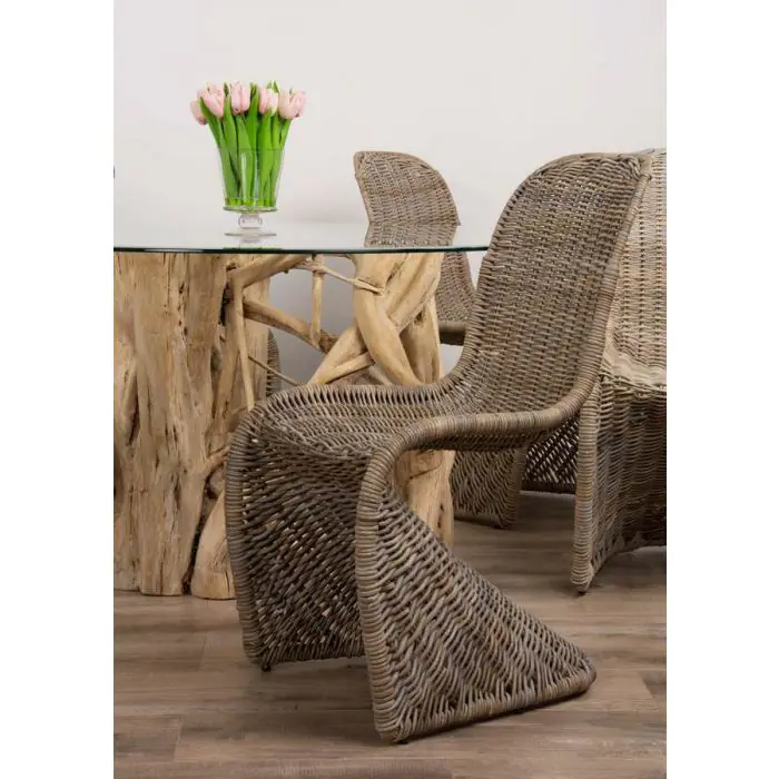 1.5m Java Root Circular Dining Table with 6 Stackable Zorro Chairs - 3