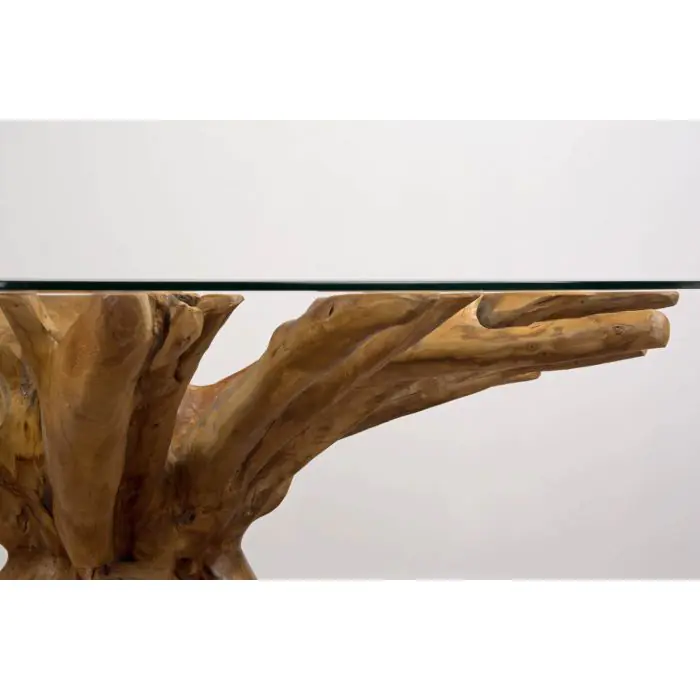 1.5m Reclaimed Teak Root Circular Dining Table with 6 Stackable Zorro Chairs  - 12