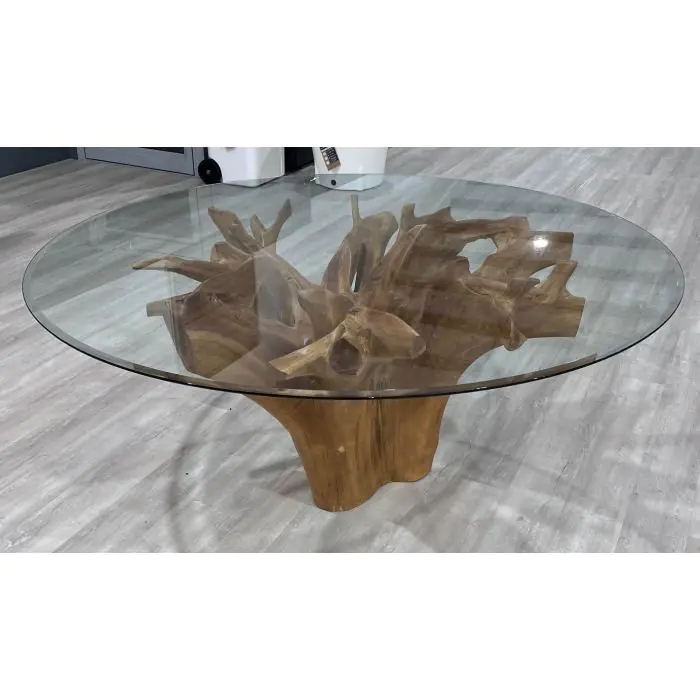 2m Reclaimed Teak Flute Root Circular Dining Table  - 1