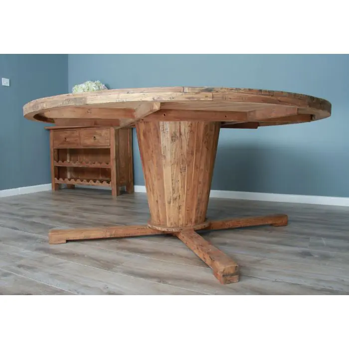 1.8m Reclaimed Teak Character Garden Table with 8 Latifa Chairs - 7
