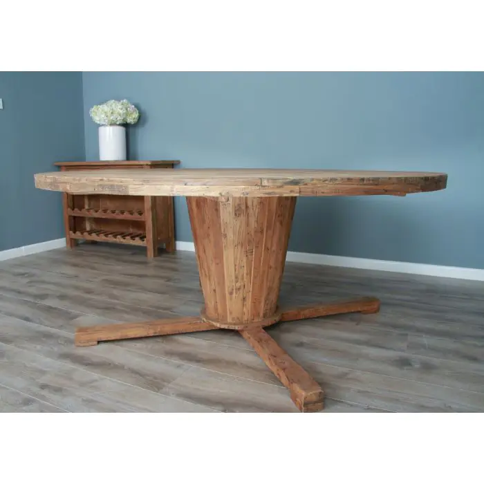 1.8m Reclaimed Teak Character Dining Table with 8 Latifa Chairs - 12
