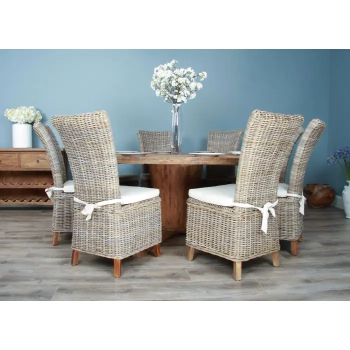 1.8m Reclaimed Teak Character Dining Table with 8 Latifa Chairs - 2