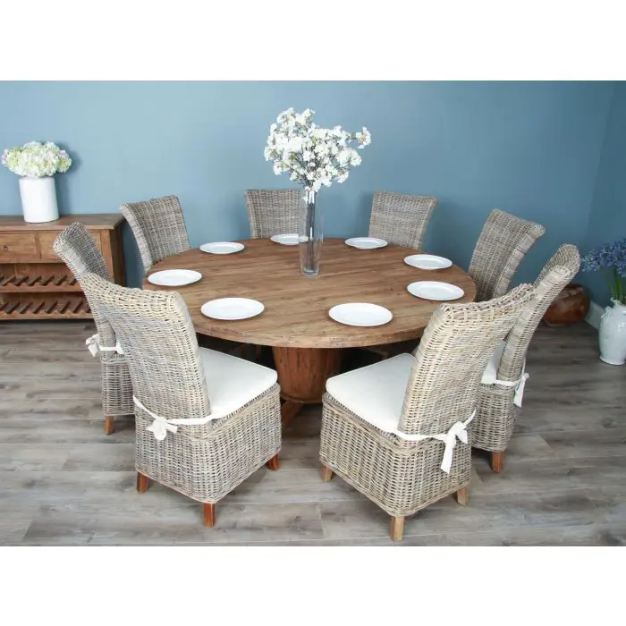 1.8m Reclaimed Teak Character Dining Table with 8 Latifa Chairs - 3