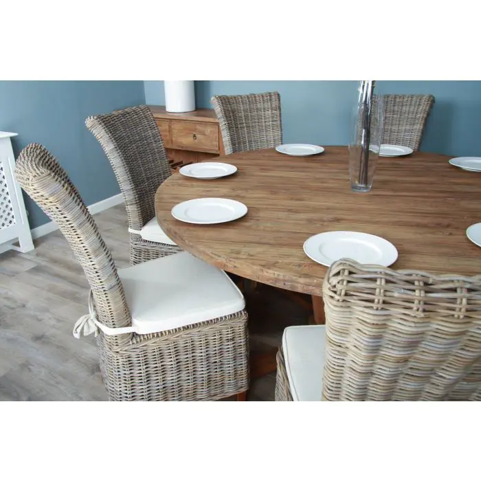 1.8m Reclaimed Teak Character Dining Table with 8 Latifa Chairs - 5