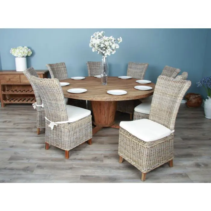 1.8m Reclaimed Teak Character Dining Table with 8 Latifa Chairs - 4