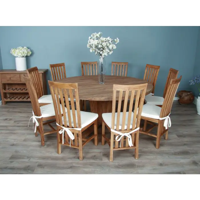 1.8m Reclaimed Teak Character Dining Table with 8 or 10 Santos Chairs - 1