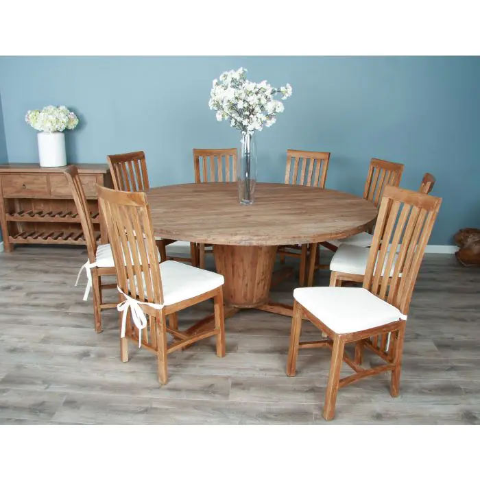 1.8m Reclaimed Teak Character Dining Table with 8 or 10 Santos Chairs - 6