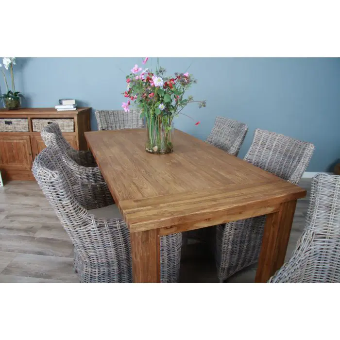 2m Reclaimed Teak Taplock Dining Table with 6 Donna Chairs - 1