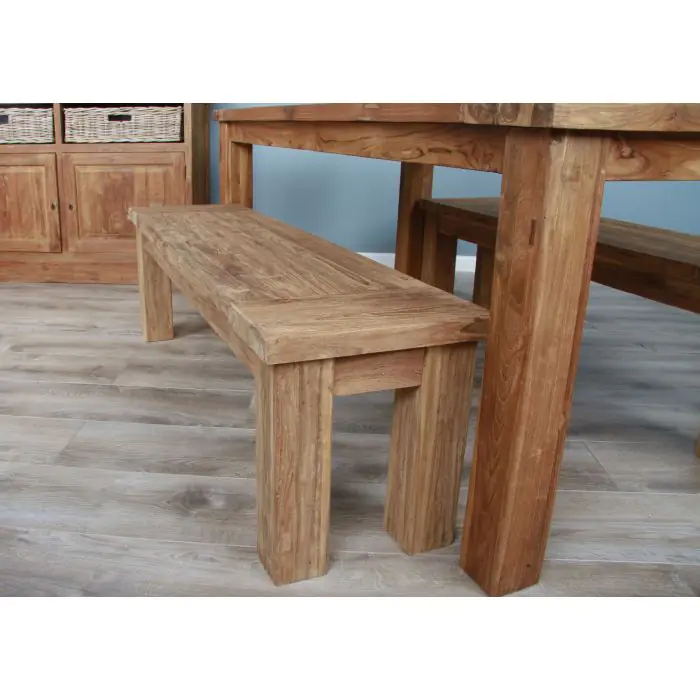 1.6m Reclaimed Teak Taplock Backless Dining Bench  - 1