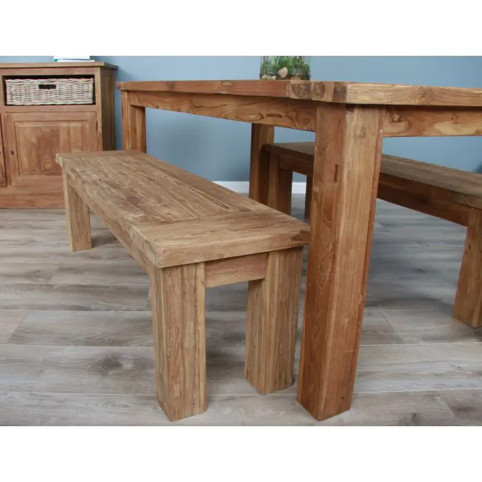 1.6m Reclaimed Teak Taplock Backless Dining Bench  - 3