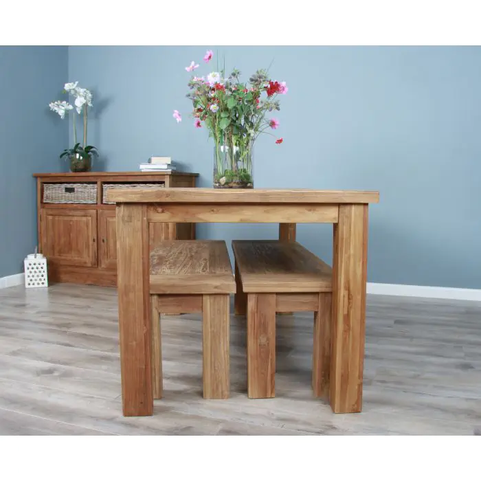 1.6m Reclaimed Teak Taplock Backless Dining Bench  - 4