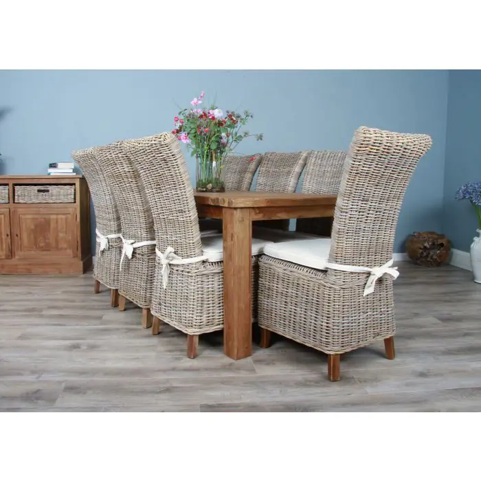 2m Reclaimed Teak Taplock Dining Table with 8 Latifa Chairs - 1