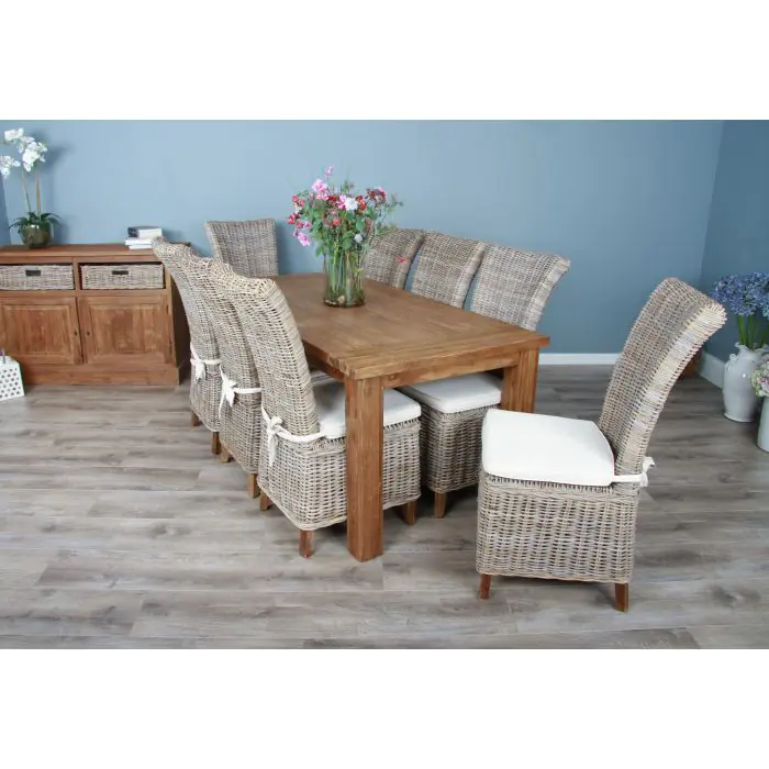 1.8m Reclaimed Teak Taplock Dining Table with 6 or 8 Latifa Chairs - 4