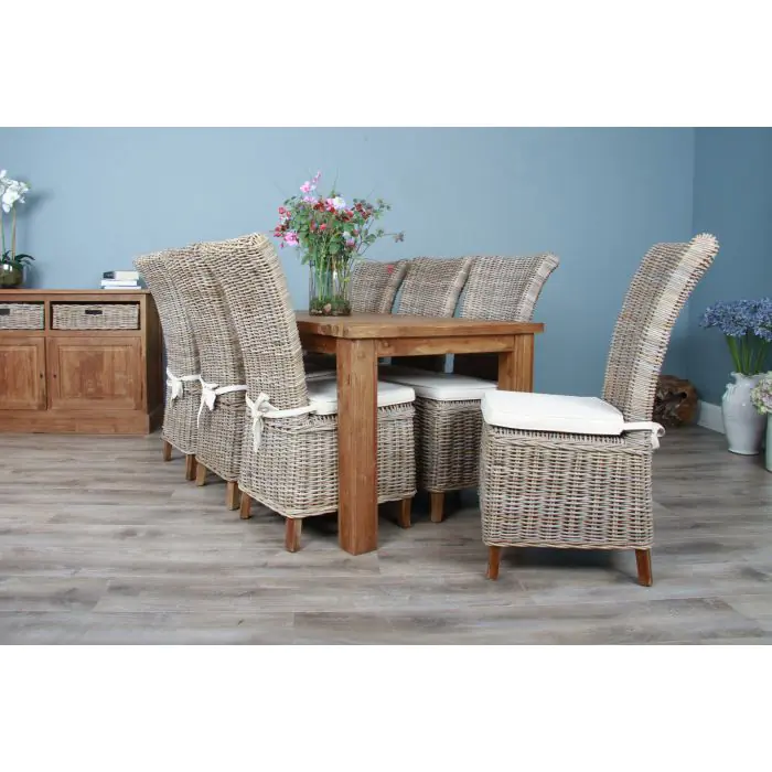 1.8m Reclaimed Teak Taplock Dining Table with 6 or 8 Latifa Chairs - 5