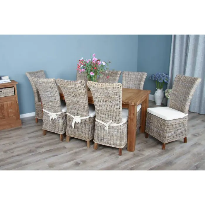 1.8m Reclaimed Teak Taplock Dining Table with 6 or 8 Latifa Chairs - 6
