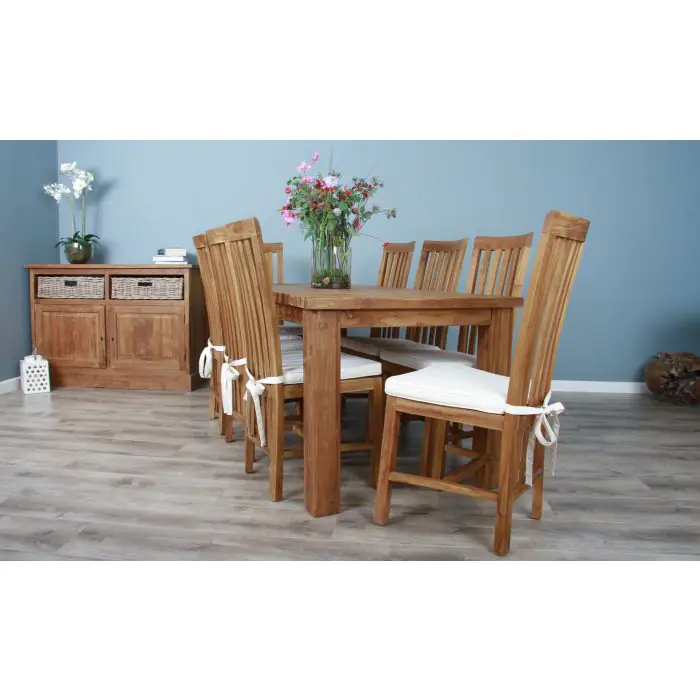 1.8m Reclaimed Teak Taplock Dining Table with 6 or 8 Santos Chairs - 3