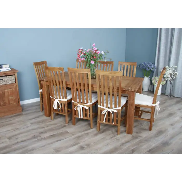 1.8m Reclaimed Teak Taplock Dining Table with 6 or 8 Santos Chairs - 5