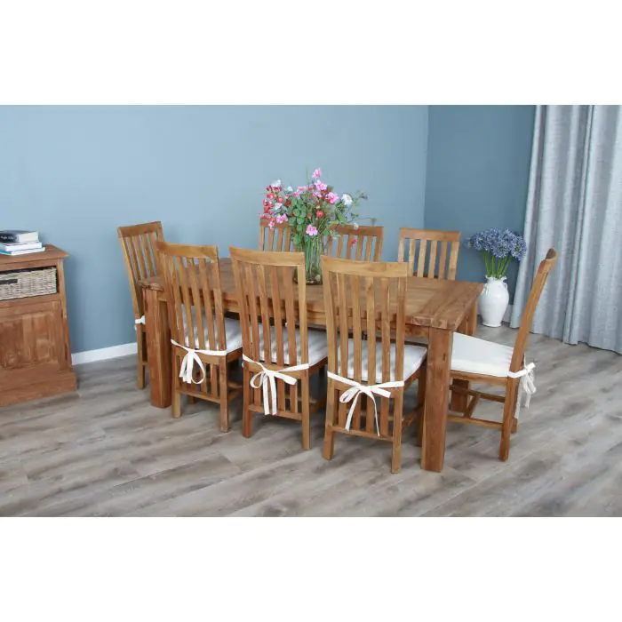 1.8m Reclaimed Teak Taplock Dining Table with 6 or 8 Santos Chairs - 7