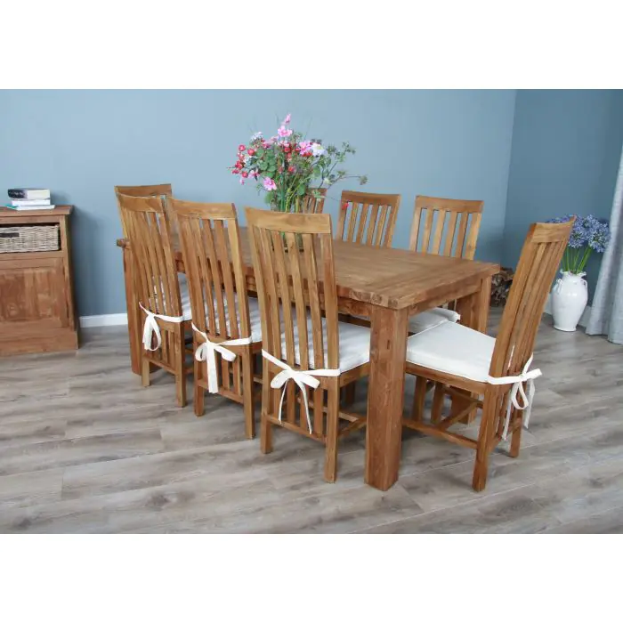 1.8m Reclaimed Teak Taplock Dining Table with 6 or 8 Santos Chairs - 2